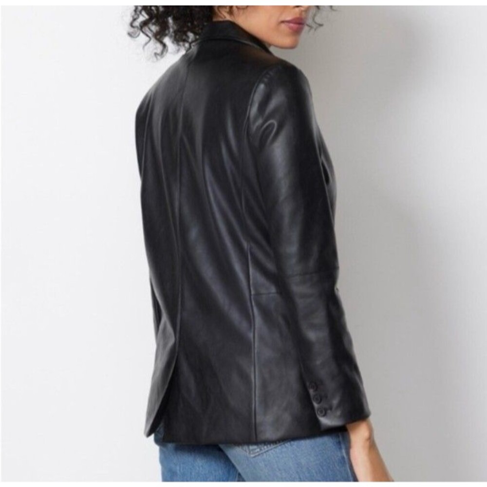 EVEREVE Perry St. Faux Leather Blazer Jacket Size L Black Lined Vegan Classic - Picture 5 of 10
